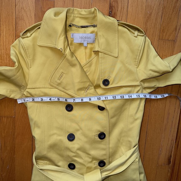 Hobbs London Double Breasted Trench Coat 2 Yellow Chartreuse Belted Spring - Picture 10 of 15